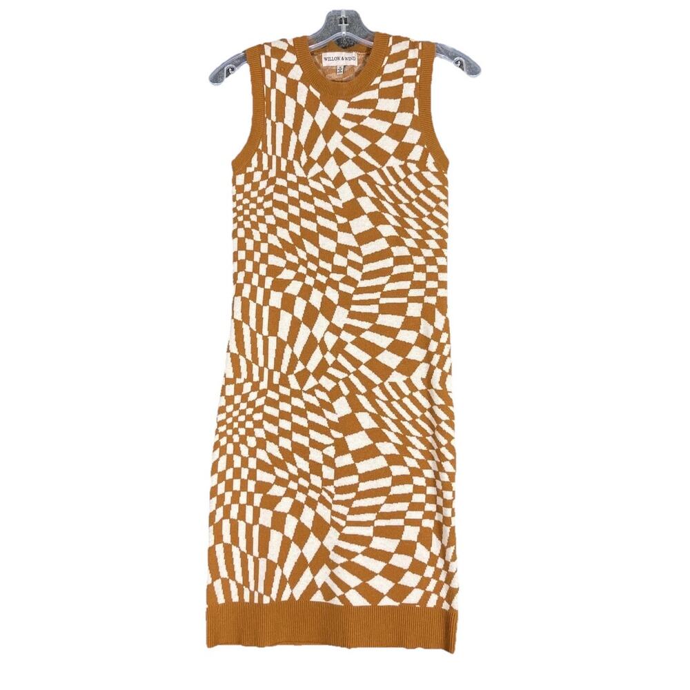 Willow & Wind Sweater Tank dress women's size M Tan White Great For Spring!